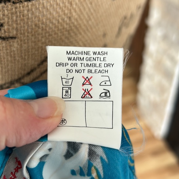 Vintage Marukyo Tokyo turquoise blue w cranes kimono robe - Picture 13 of 16